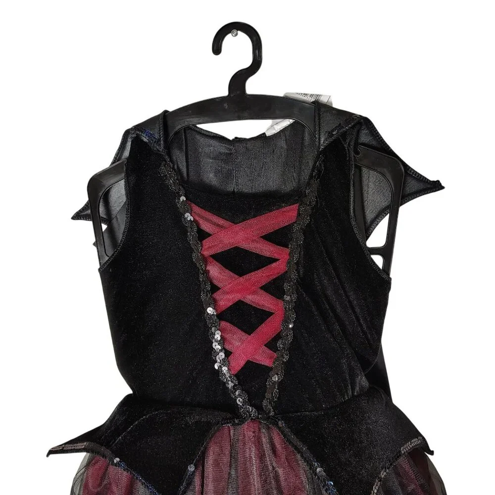 Girls L (10/12) Draculas Darling Dress With Cape Vampire Halloween Costume